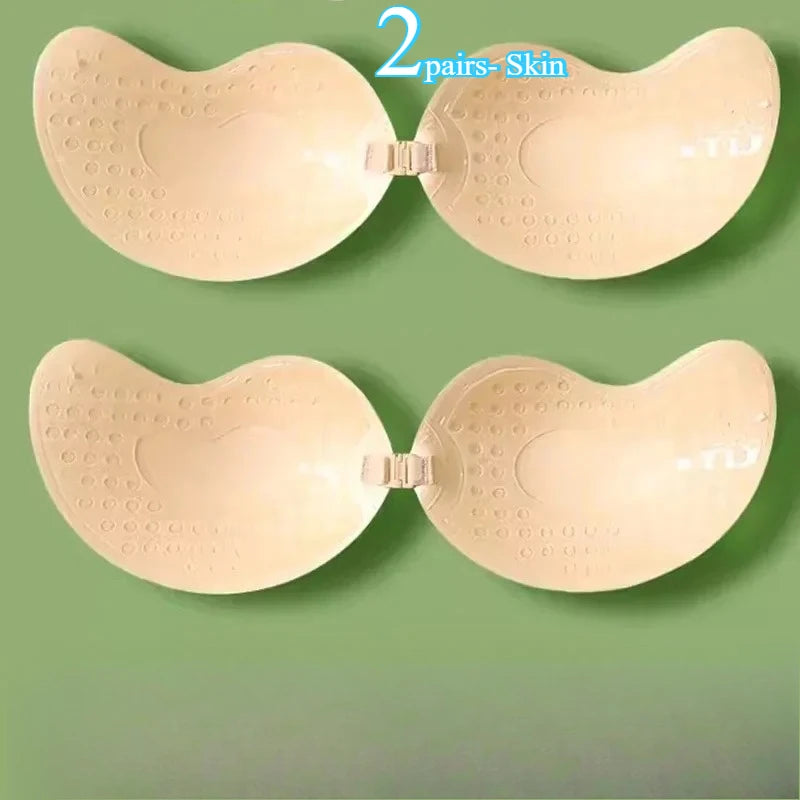 Soutien-gorge push-up invisible pour femme, soutien-gorge dos nu et sans bretelles, bralette sans coutures à fermeture sur le devant, sous-vêtements, coussinets en silicone auto-adhésifs pour soutien-gorge